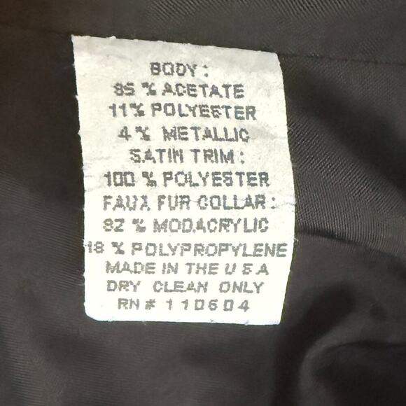 Enrico Baldini Brown Metallic Damask Brocade Jacket with Faux Fur Collar 14 - Picture 7 of 8